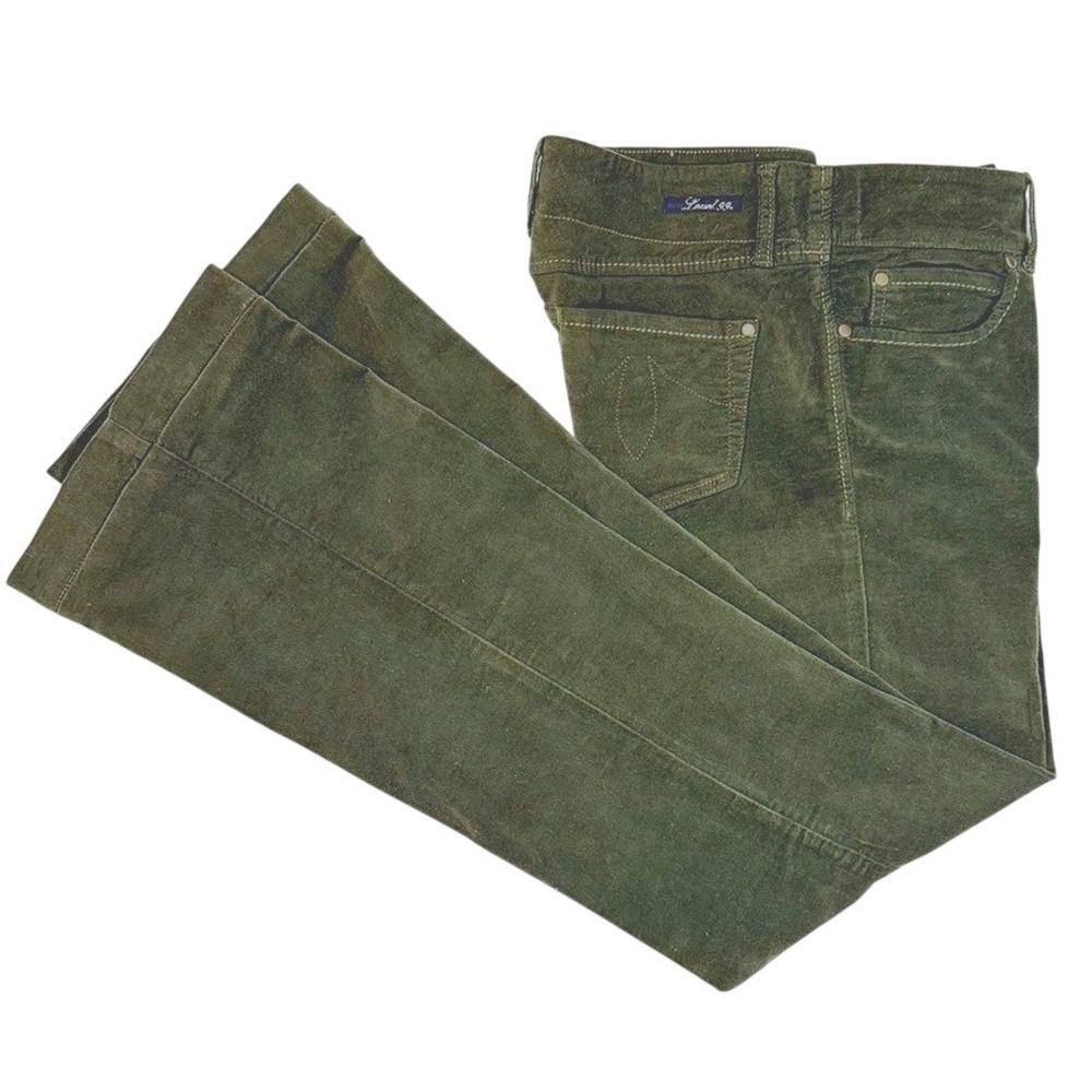 VTG Level 99 Dark Army Green Velvet Jeans Flare Leg Size 29